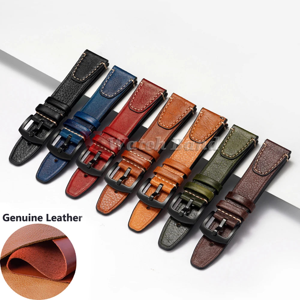 Retro Genuine Leather Watch Strap – 18-22mm for Seiko SNXS79 & Rolex Oyster