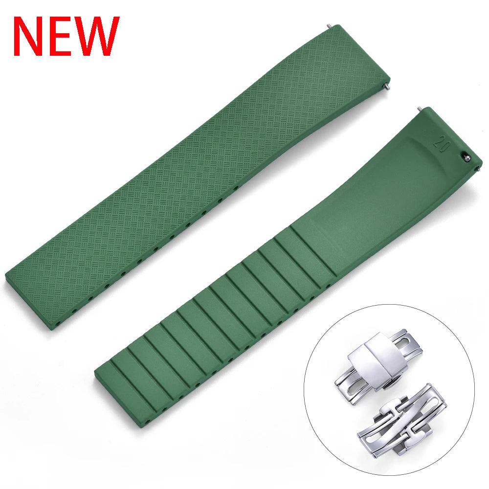 High-Quality CTS FKM Rubber Watch Strap – 18–22mm Quick Release with Spring Clasp, Diver Colors