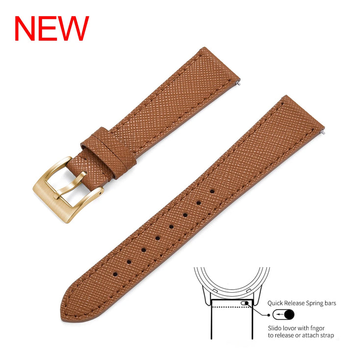 Premium Grade Quick Release Vintage Stitched Leather Watch Strap Saffiano Leather Watchbands 18mm 19mm 20mm 21mm 22mm 23mm 24mm