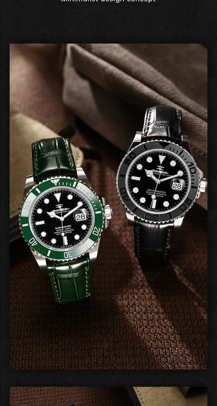 MAIKES Luxury Leather Watch Strap Quick Release Accessories For Rolex Omega IWC Watchbands Green 19mm 20mm 21mm 22mm Watch Band