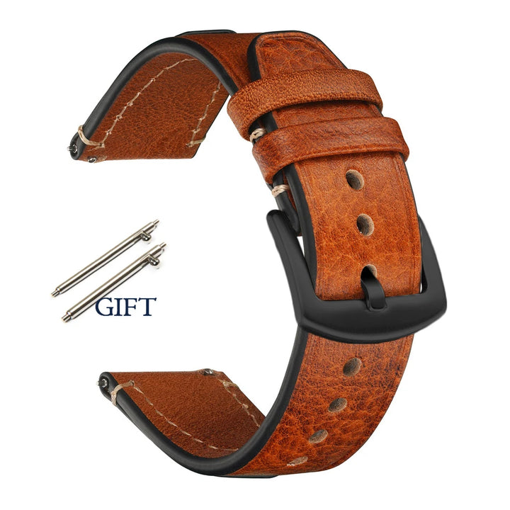 Retro Genuine Leather Watch Strap – 18-22mm for Seiko SNXS79 & Rolex Oyster