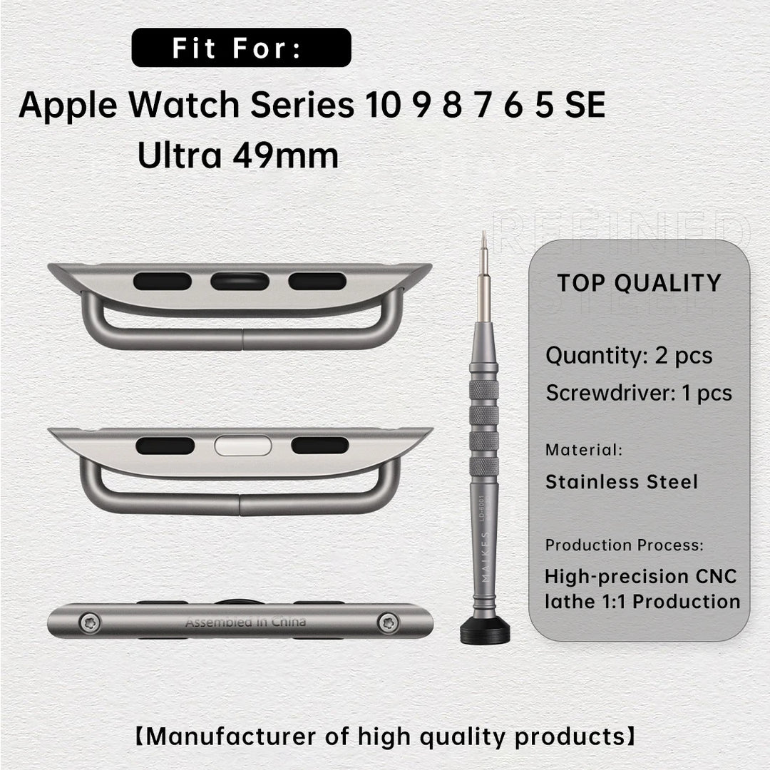 2pcs Original 1:1 Apple Watch Series 10 Ultra Adapter For Apple Watch Strap 49mm 46mm 42mm Stainless Steel Connector
