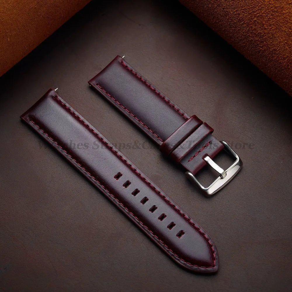 Vintage Cowhide Leather Watch Strap 18–26mm Quick Release – Universal