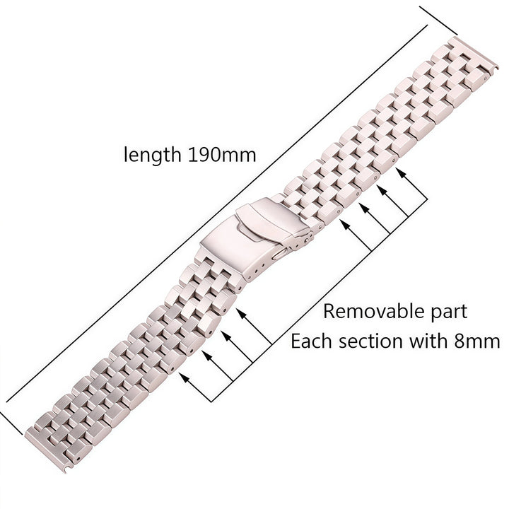 Solid Stainless Steel Watch Bracelet – Silver Brushed (18-24mm)