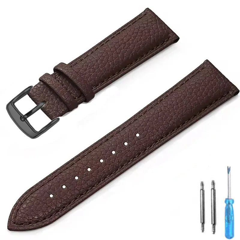 Genuine Leather Watch Band 12mm 14mm 16mm 18mm 20mm Watch Strap for Man Women High-quality Wrist Watchband + Tool