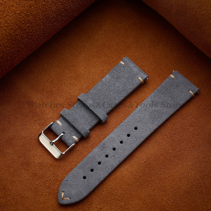 Soft Suede & Calfskin Quick Release Watch Strap for Huawei GT3/GT4 – 14-22mm