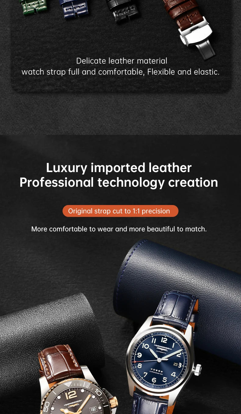 MAIKES Calf Leather Watch Strap Quick Release Bracelet For Longines Omega IWC Watchbands 20mm 21mm 22mm Watch Band