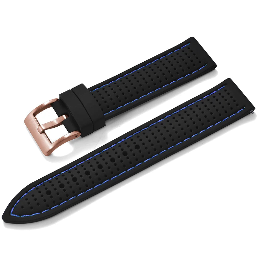 JUELONG Premium Porous Design Soft Rubber Watch Strap Perfect Fit Flat End Universal Quick Release Watch Strap 18mm 20mm 22mm