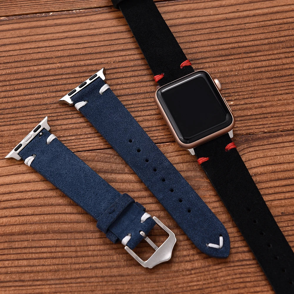 Suede Leather Strap for Apple Watch Band 49mm 44mm 41mm 42mm 38mm 46mm Bracelet Men Women iWatch Ultra Series 2 10 9 8 7 SE 5 4