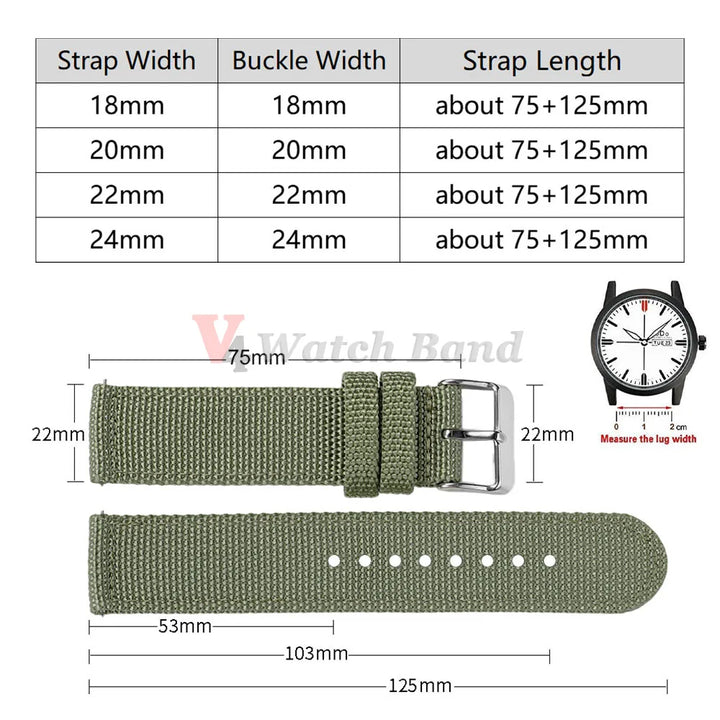 18/20/22/24mm Nylon Watch Band for Seiko Army Military Canvas Woven Nylon Strap Quick Release Wristband Men's Sport Watch Bands