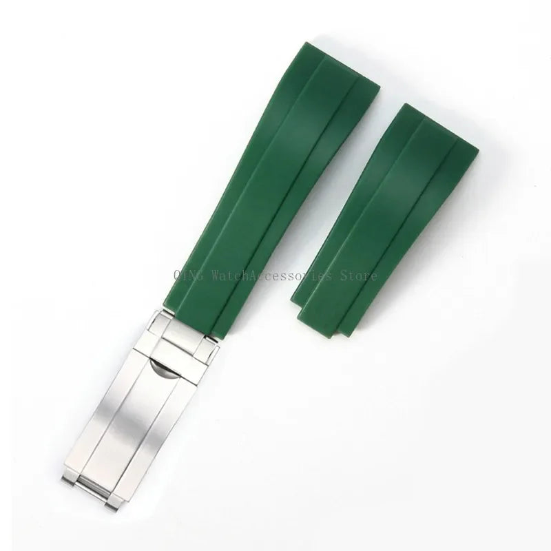 Rubber Silicone Watch Strap for Rolex Oysterflex – 20mm, Folding Buckle