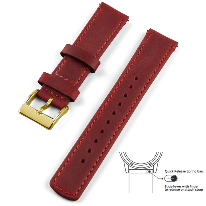 Genuine Top Grain Leather Quick Release Watch Band 20–22mm for Samsung Galaxy Watch