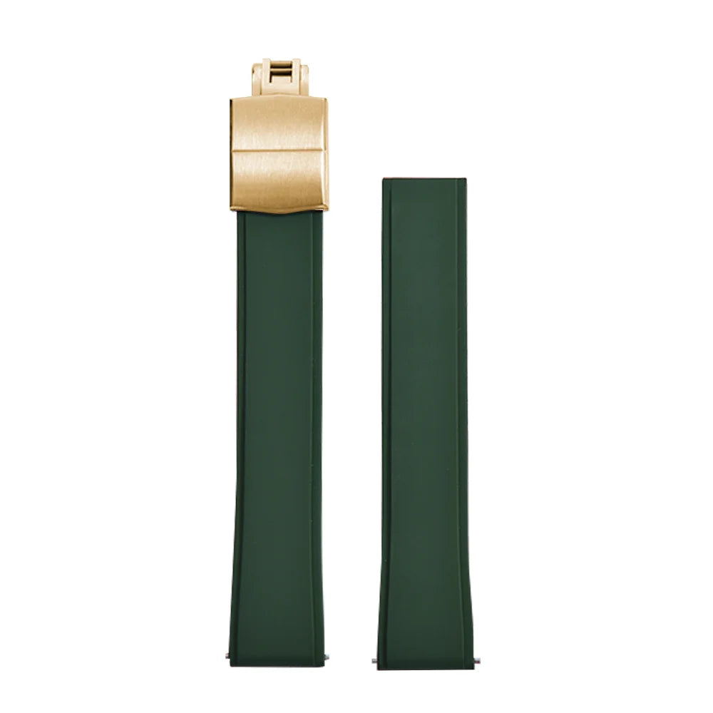 New Design Convex Shape CTS FKM Rubber Watch Strap 19mm 20mm 21mm 22mm CTS Watchbands Quick Release Butterfly Buckle Cut To Size