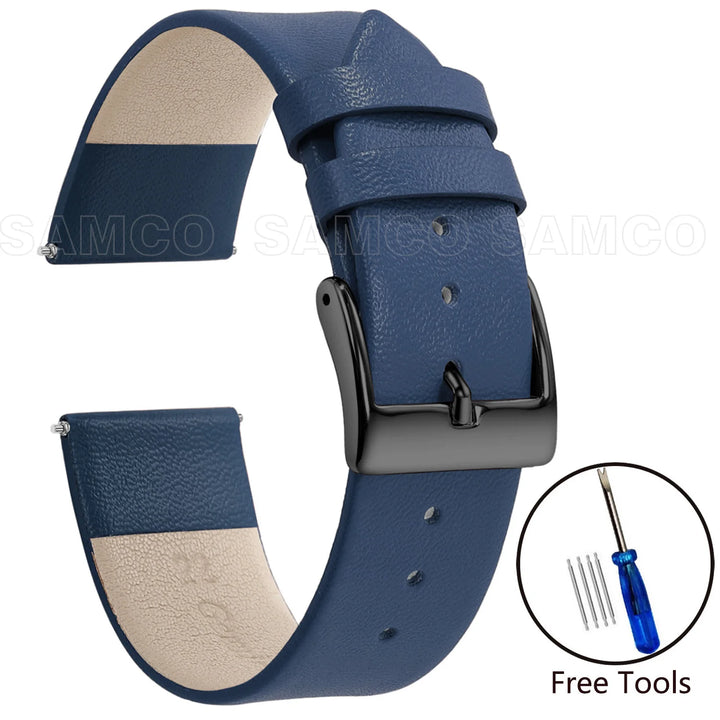 Genuine Leather Minimalist Thin Elegant Apple Watch Band 12–22mm (Soft Wrist Bracelet)