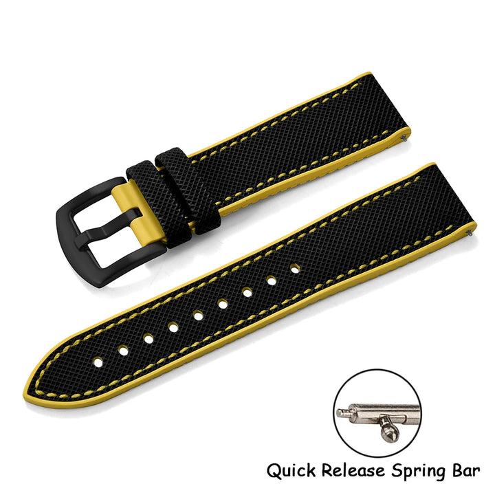 18/20/22/24mm Universal FKM Rubber Strap Waterproof Quick Release Sailcloth Leatehr Watch Band For Longines Seiko Omega IWC Belt