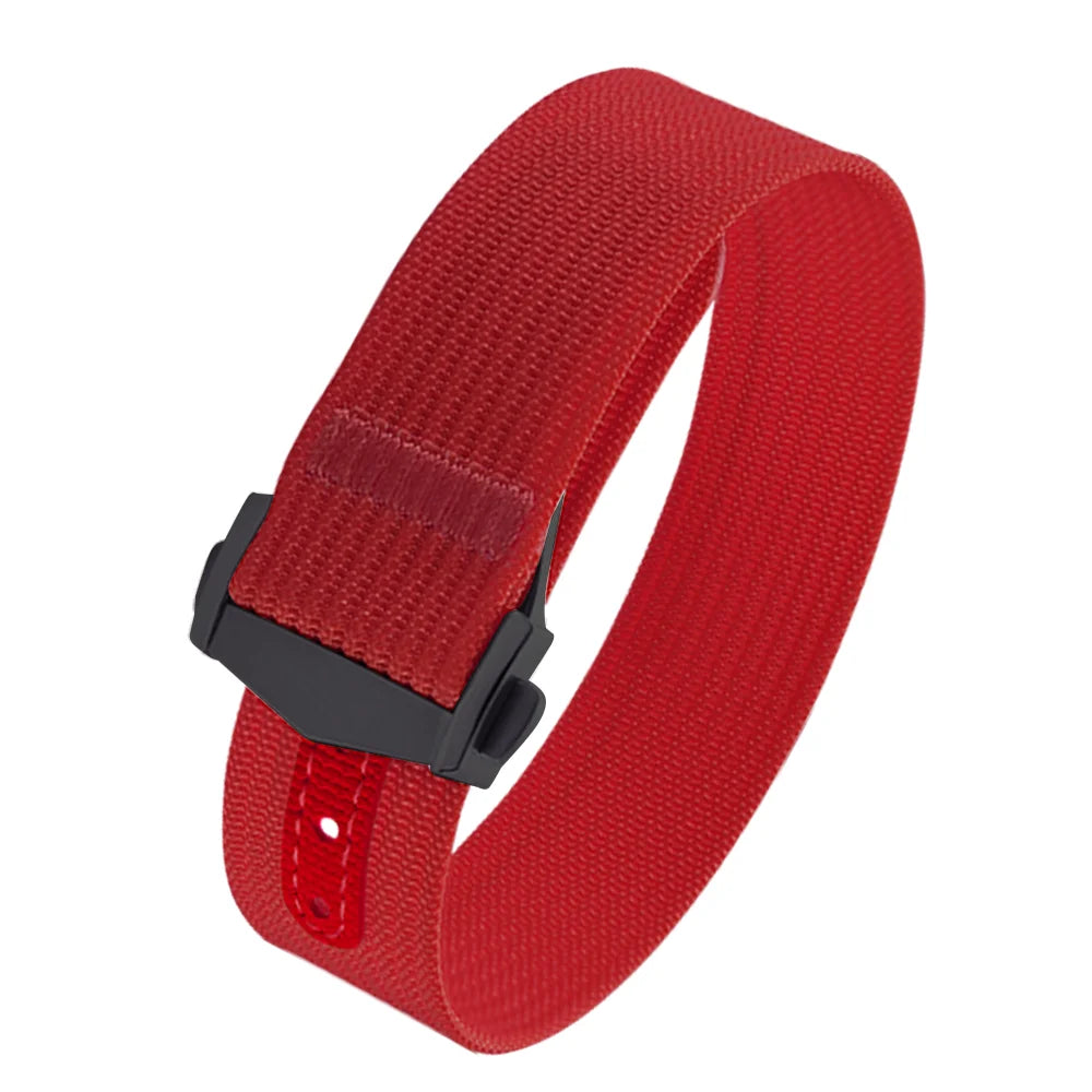 JUELONG Canvas Sailcloth Watch Strap 18mm 20mm 22mm Rubber Hole Sport Waterproof Folding Buckle Watchband For Omega Swatch Moon