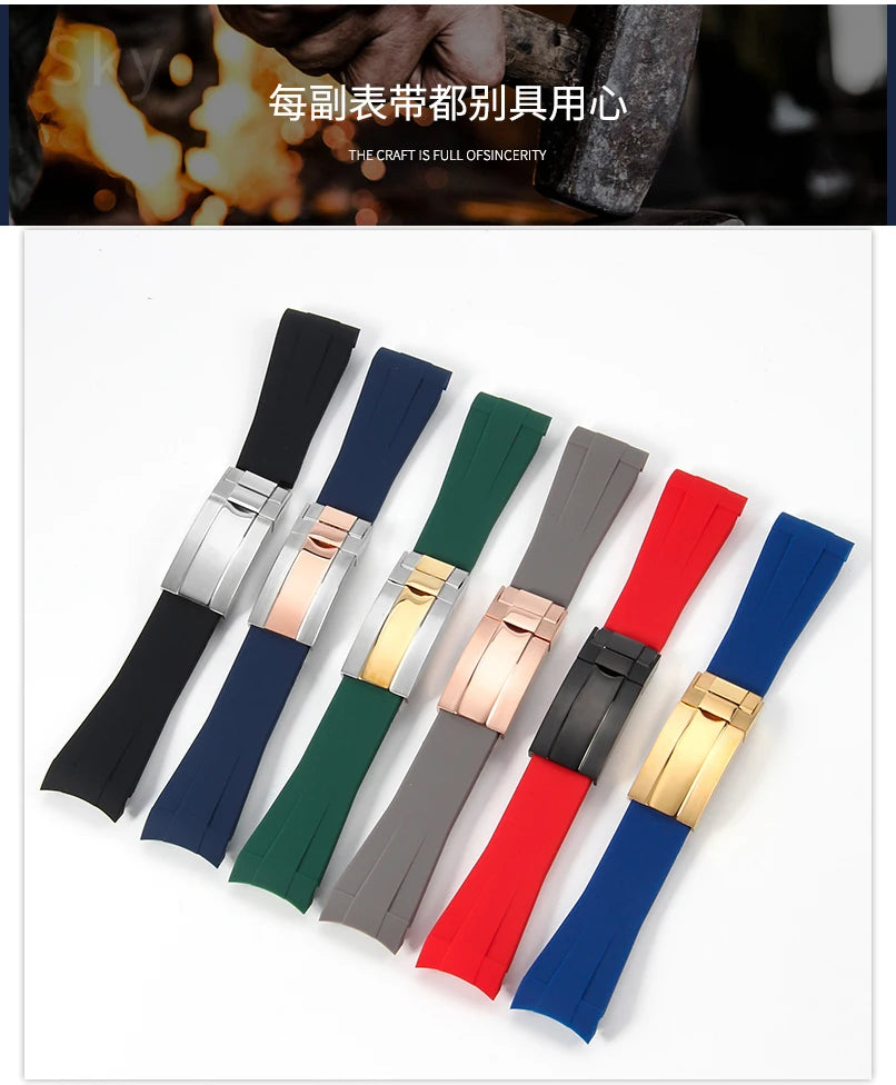 20mm Silicone Rubber Watch Strap for Rolex Models