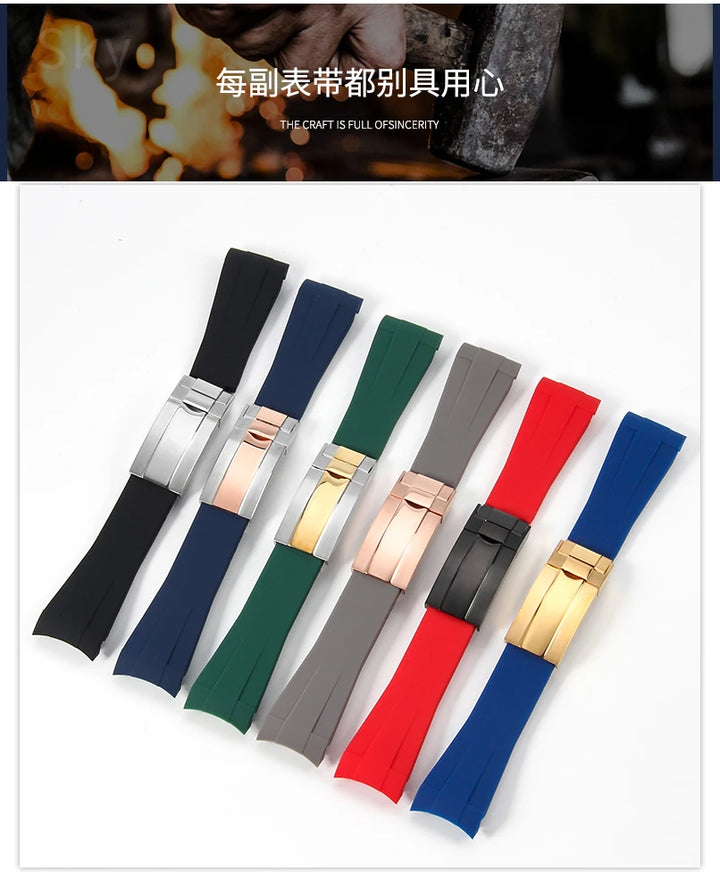 20mm Silicone Rubber Watch Strap for Rolex Models