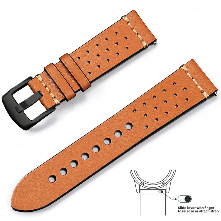 op Grain Genuine Leather Watch Band 20mm 22mm (Quick Release)