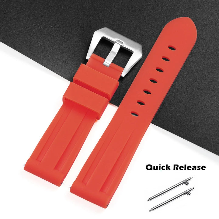 Quick Release Silicone Watch Band 20–26mm for Panerai, Omega, Seiko & Casio