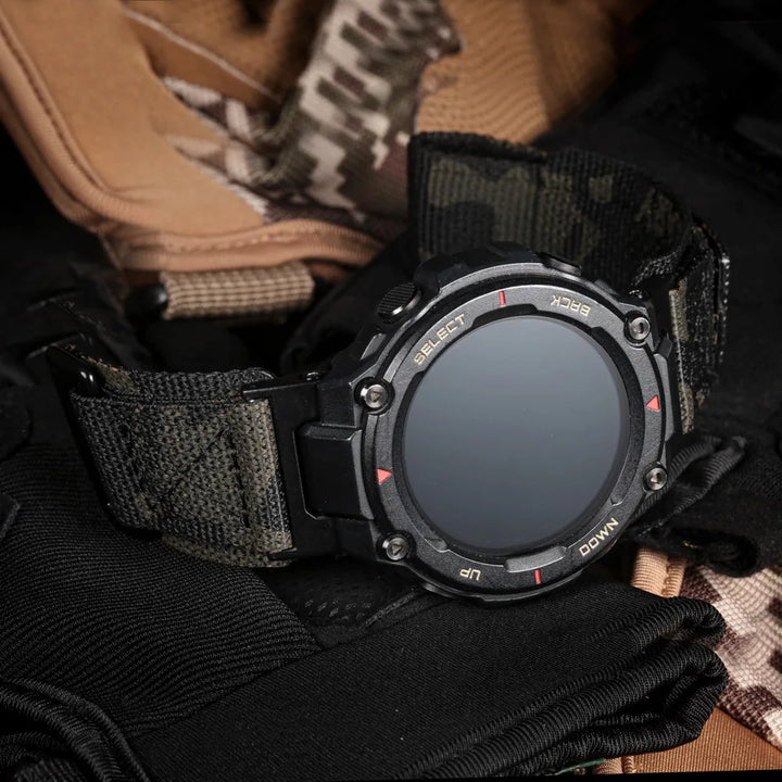 Hemsut Watch Bands For Huami Amazfit T-Rex 2/T-Rex 3/Pro Millitary Camouflage Nylon Sports Strap With Woven Loop Design