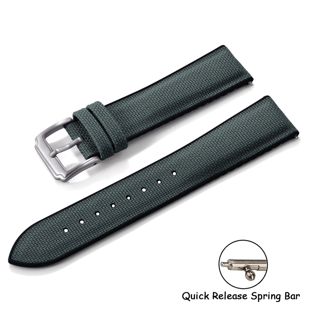 18/19/20/21/22mm Canvas Nylon Watch Strap Waterproof Sport Silicone Rubber Watch Bands Qucik Release Sailcloth Straps Women Men