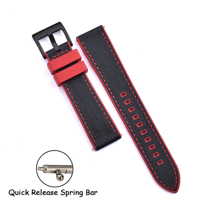 FKM Rubber Strap 20mm22mm Leather Qucik Release Watch Band Universal Women Men Watch Accessories for Omega Seiko Sports Bracelet