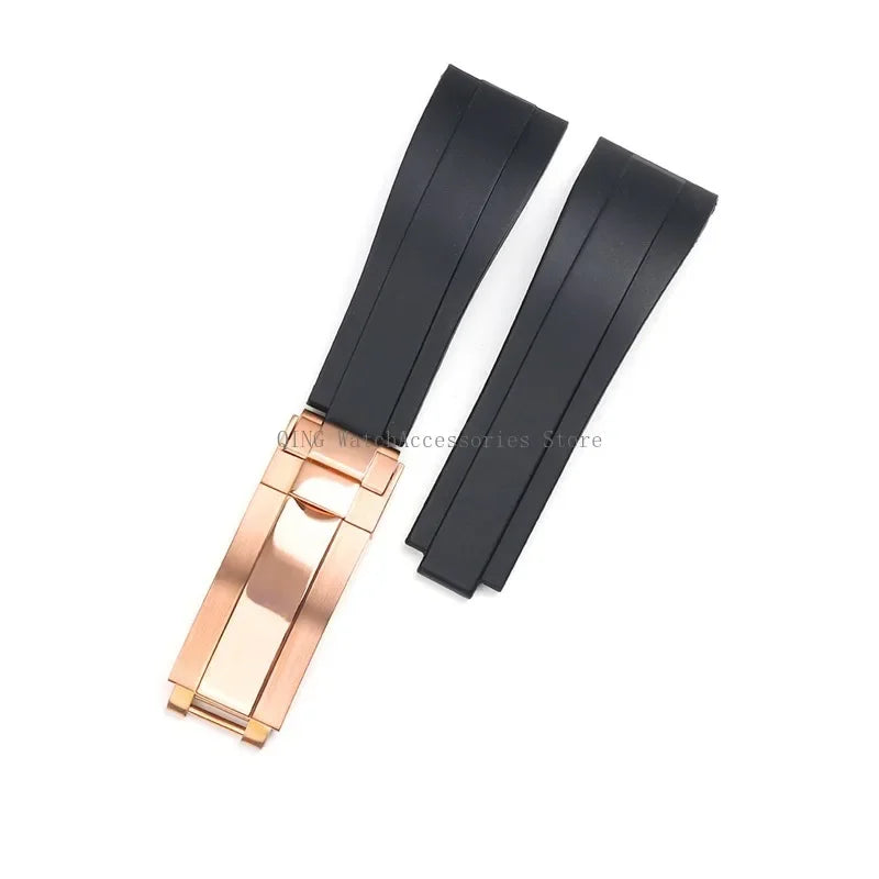 Rubber Silicone Watch Strap for Rolex Oysterflex – 20mm, Folding Buckle