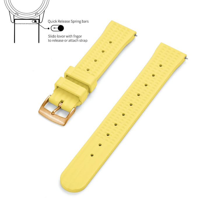 JUELONG Waffle FKM Rubber Watch Bands Quick Release Waterproof Durable Fluororubber Strap 20mm 22mm For Traditional Diving Watch