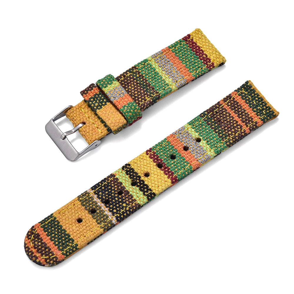 JUELONG Multicolor Nylon Sailcloth Watch Strap 20/22mm