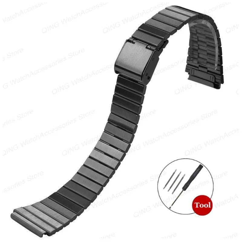 Stainless Steel Watch Strap for CASIO F-91W/A158 Series – 18/20mm Ultra-Thin