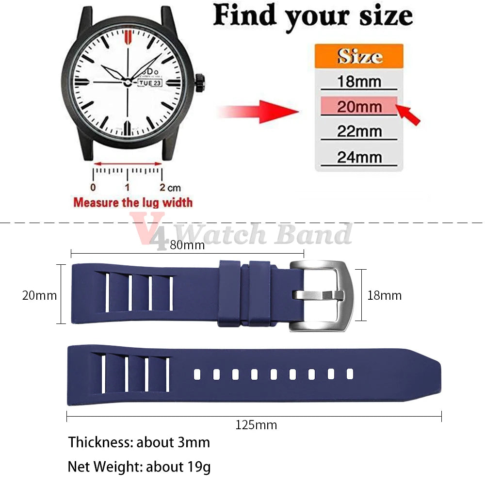 Soft Silicone Watchband 20mm 22mm Sport Waterproof Smartwatch Bracelet for Richard Mille Diving Rubber Watch Strap Accessories