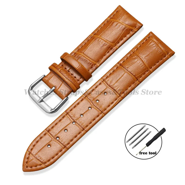 Calfskin Leather Strap Slub Pattern 12/13/14/15/16/17/18/19/20/21/22/23/24mm Universal Watchband for Samsung SmartWatch Bracelet