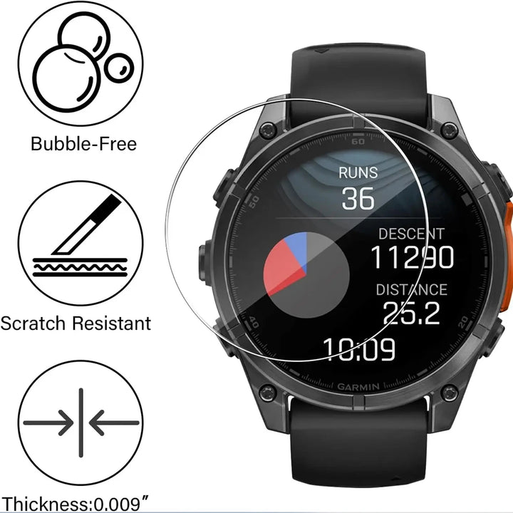 3PCS Tempered Glass Screen Protector – Garmin Fenix 8 (43/47/51mm) Smartwatch