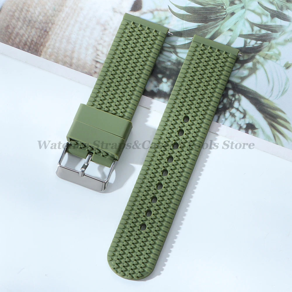 Soft Silicone Rubber Watch Band 18–24mm for Omega & Huawei (Quick