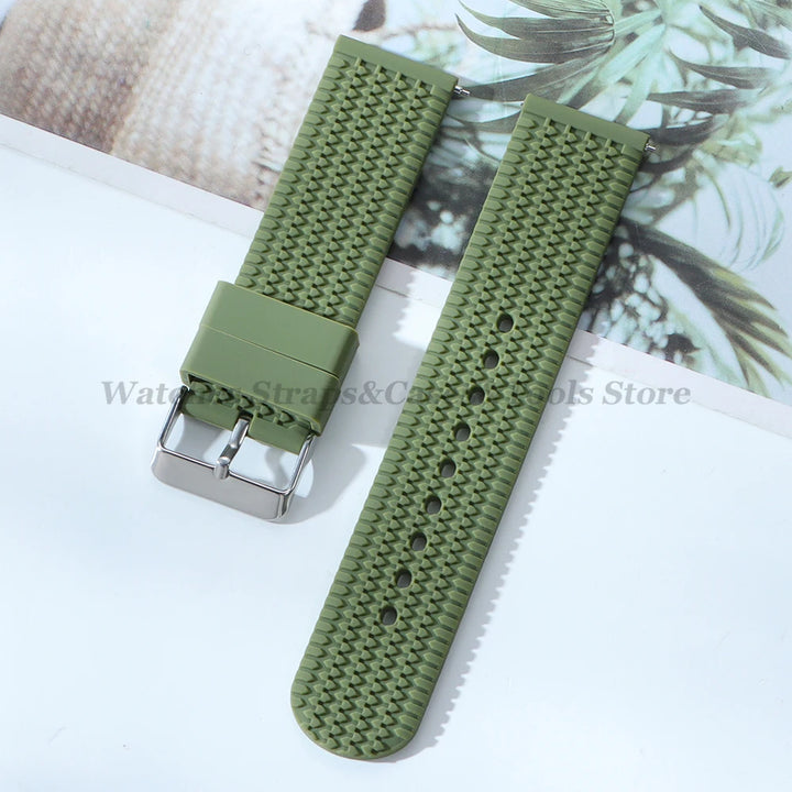 Soft Silicone Rubber Watch Band 18–24mm for Omega & Huawei (Quick