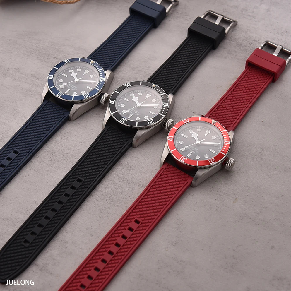 HAISCH Bullet-Shaped FKM Rubber Watch Strap – 18-24mm, Quick Release, Waterproof