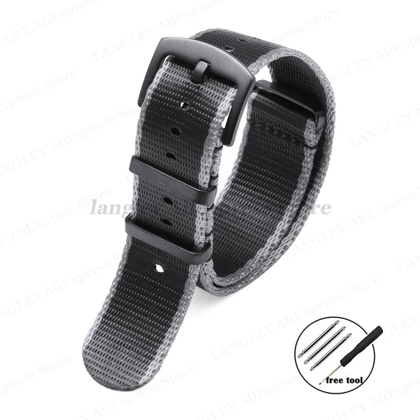 Premium Nylon Watch Strap 20/22mm (Black Buckle)
