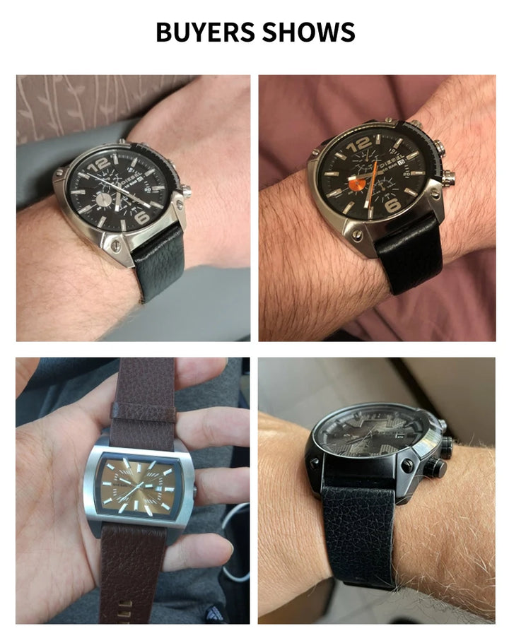 Genuine Leather Diesel Watch Strap 26–28mm (Waterproof Litchi Pattern)
