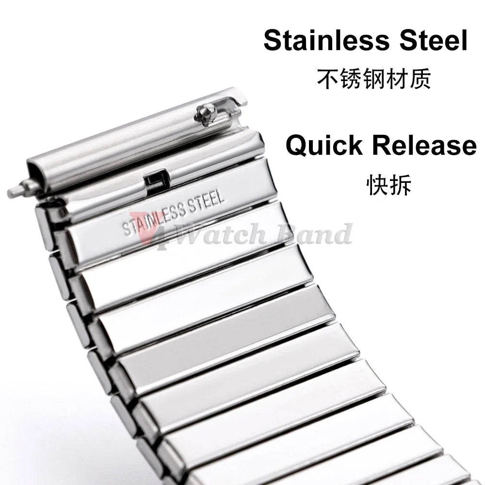 NEW Quick Release Stainless Steel Elastic Stretch Strap 14/16/18/20/22mm Watch Band Accessories Bracelet Metal Expansion Straps