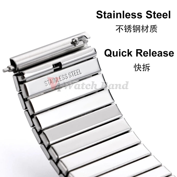 NEW Quick Release Stainless Steel Elastic Stretch Strap 14/16/18/20/22mm Watch Band Accessories Bracelet Metal Expansion Straps