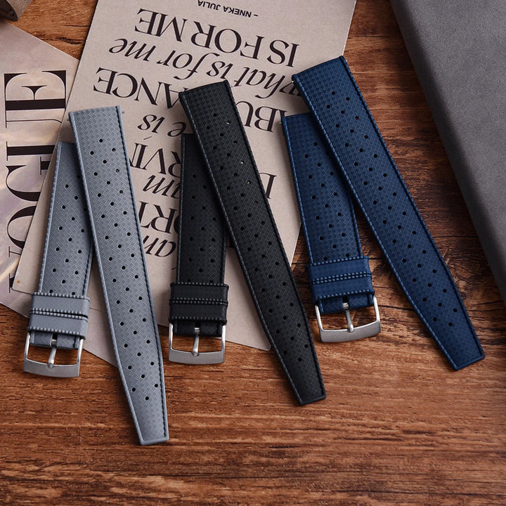 JUELONG PFAS-Approved Quick Release Tropical FKM Rubber Watch Strap 18-19-20-21-22-23-24mm Perfect Fit Flat End Universal Bands