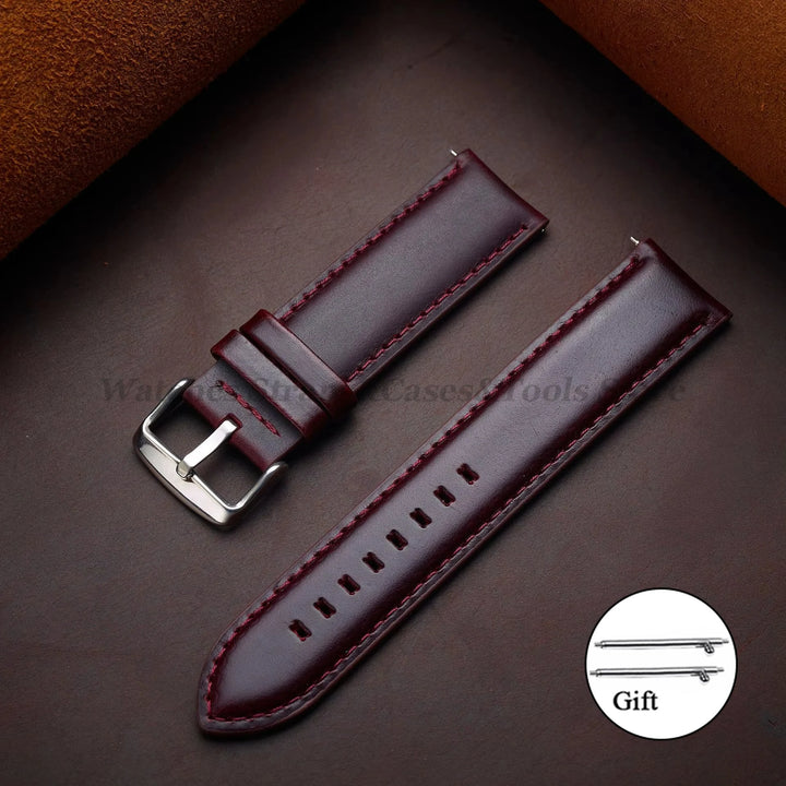 Vintage Cowhide Leather Watch Strap 18–26mm Quick Release – Universal