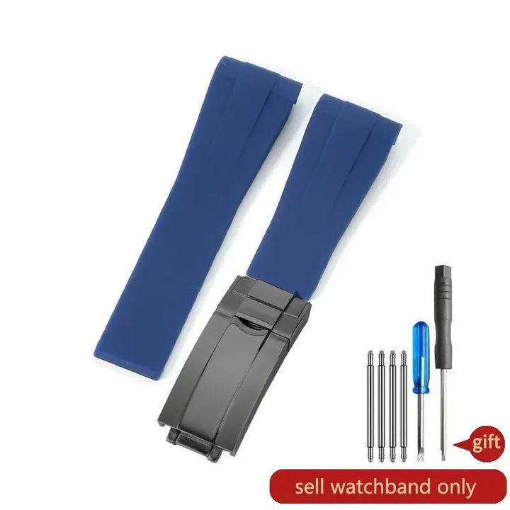 Silicone Rubber Watch Band 20mm for Rolex Daytona, Submariner, Yacht-