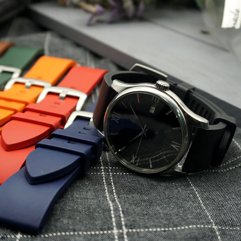 Premium-Grade Fluorine Rubber Watch Strap Quick Release FKM Watchband 18-19-20-21-22-23-24mm For Each Brand Diving Watches Band