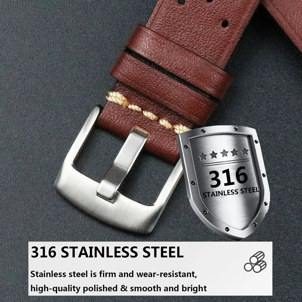 Fashion Quick Release Top Grain Leather Watch Band 20mm 22mm