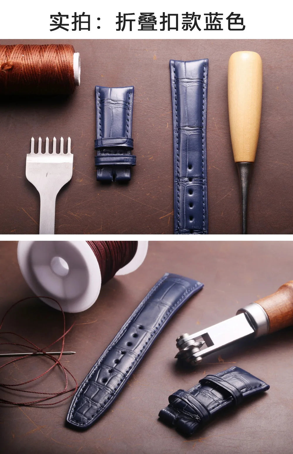 Crocodile Leather Watchbands For IWC Portugues Pilot Black Alligator Grain Handmade Straps 20mm 21mm 22mm