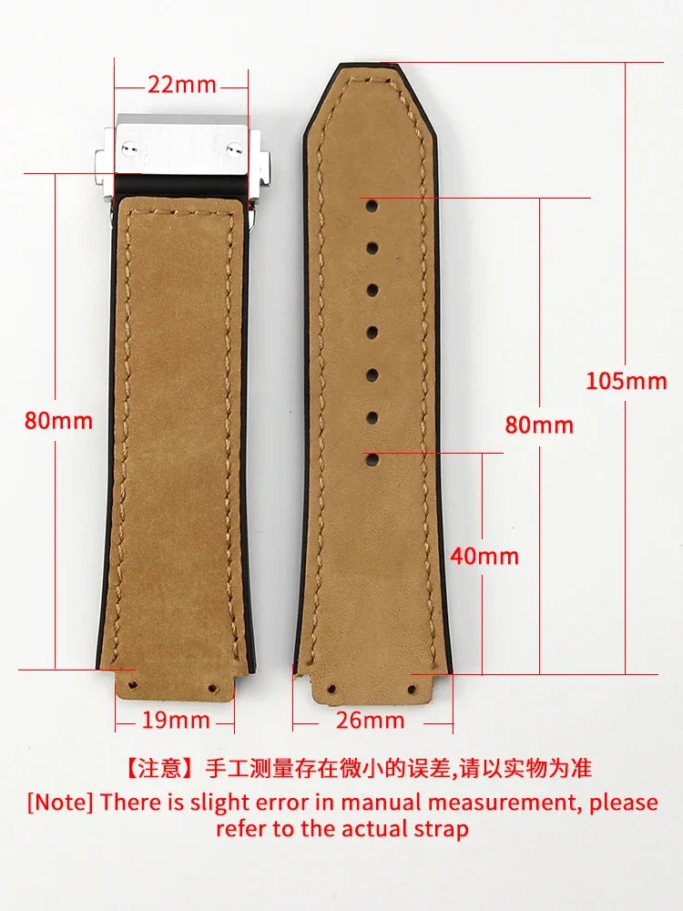 Hublot Yubo Leather & Silicone Hybrid Watch Strap 26×19mm