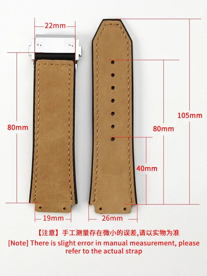 Hublot Yubo Leather & Silicone Hybrid Watch Strap 26×19mm