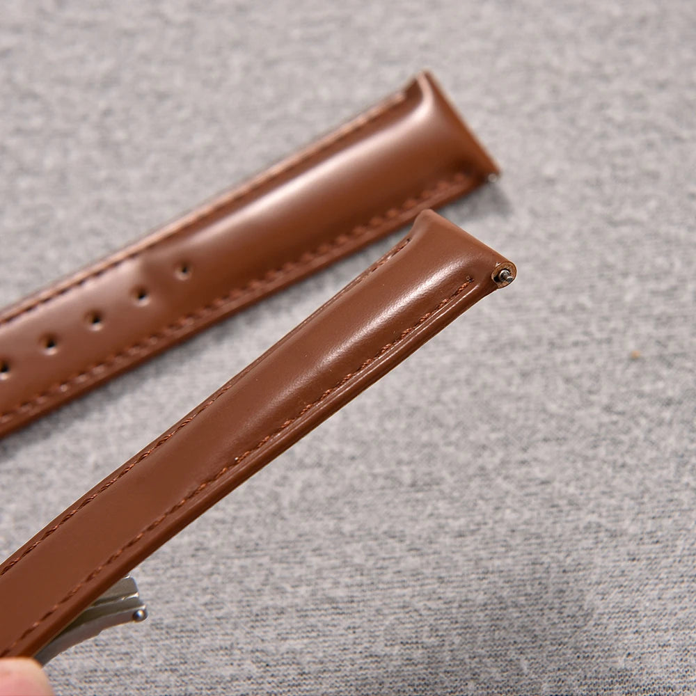 Cowhide Leather Strap Folding Buckle 19mm 20mm 21mm 22mm for Omega Seamaster Universal Leather Watch Band Watch Accessories Men
